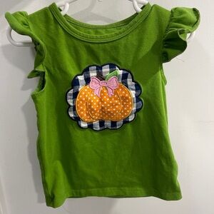 Green Kids Shirt with Pumpkin Design